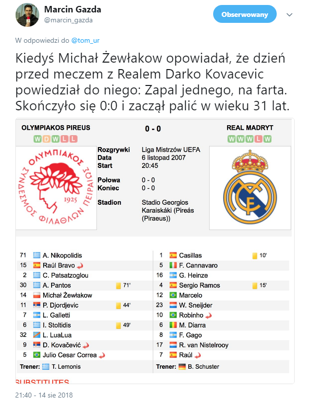 W taki sposób Michał Żewłakow zaczął palić :D